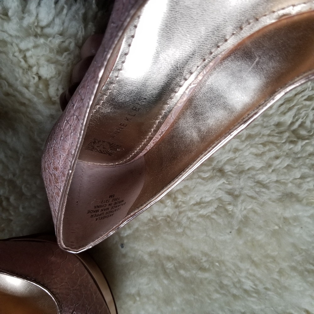 Anne Klein Aksheela Pink/Gold Peep-Toe Pumps, SZ 8 - Picture 3 of 5